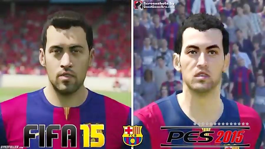 مقایسه فیس های fifa 15 pes 2015