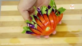 آموزش تزیین سبزیجات سالاد  تزیین گوجه فرنگی