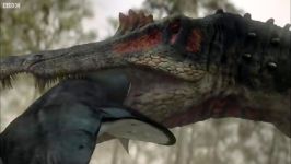 دنیای دایناسورها  اسپینوساروس برای شکار خود ماهی میگیرد  Spinosaurus