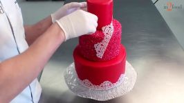 آموزش درست کردن کیک قرمز ردولوت مناسب هالوین ولنتاین Valentines Fondant Cake