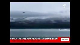 سه بشقاب پرنده روی دریاچه در ایران