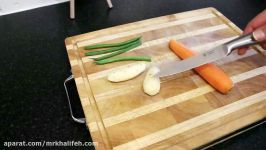 خرد کردن سبزیجات مورد نیاز خوراک لوبیا سبز