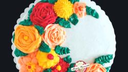 تزیین کیک تولد گلهای باترکریم   Birthday Cake Decoration