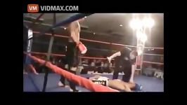 Fight ends a bit prematurely when this Kickboxer Knocks