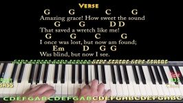 Amazing Grace  Piano Cover Lesson with ChordsLyrics