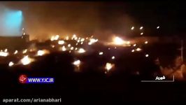 تکه پاره‌های آتش گرفته هواپیمای اوکراینی در شهریار