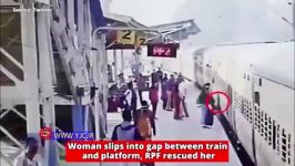 نجات نفس‌گیر زن سقوط کرده در شکاف سکوی قطار