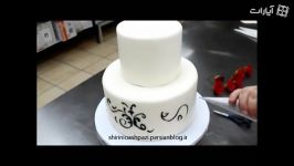 تزیین کیک نامزدی خمیر فوندانت مهنا