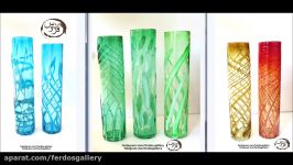 گلدان بامبو دستساز ایرانی شیشه فوتی رنگی گالری صنایع دستی فردوس قزوین