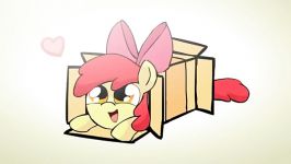 Ponies sliding into a box