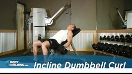 جلوبازو دمبل روی میز شیب دار Incline Dumbell Curl