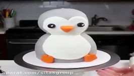ساخت کیک به شکل پنگوئن فوندانت خامه شرکت سی تاک 