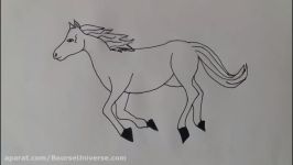 آموزش نقاشی اسب در حال دویدن بسیار ساده مقدماتی  هنر نقاشی