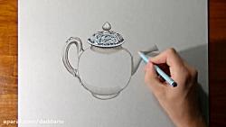 تایم لپس نقاشی سه بُعدی قوری چای چینی