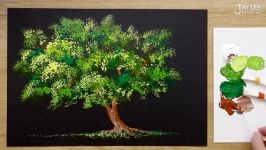 تکنیک آسان نقاشی اکریلیک برای مبتدیان  درخت