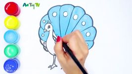 آموزش نقاشی طاووس  آموزش نقاشی پرندگان  هنر نقاشی
