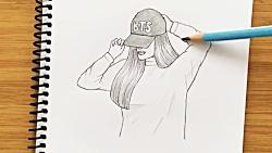 چگونه یک دختر را کلاه بکشیم؟  آموزش کشیدن نقاشی