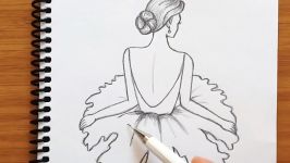 چگونه یک دختر را لباس آبی بکشیم  آموزش نقاشی برای مبتدی ها