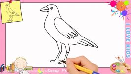 آموزش نقاشی کلاغ  نقاشی کودکانه  نقاشی ساده کلاغ