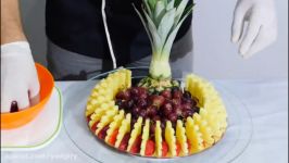 آموزش تزئین میوه آناناس انگور توت فرنگی