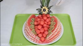 آموزش تزئین میوه های پرتغال هندوانه آناناس