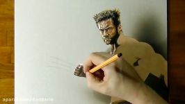 کشیدن نقاشی هیو جکمن در نقش وولورین مداد