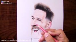 آموزش نقاشی چهره لیونل مسی  هنر نقاشی  نقاشی بازیکنان فوتبال  نقاشی چهره