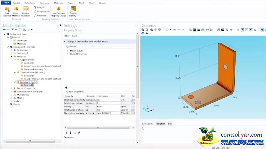 ایجاد یک ماده جدید در COMSOL Multiphysics زبان اصلی