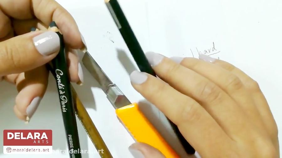 سری ویدئوهای آموزشی سیاه قلم  آموزش نحوه تراشیدن مداد کنته