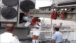 Navy Destroyer Loading and Firing an ASROC Missile