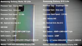 مقایسه Galaxy S10 Lite Galaxy Note10 Lite