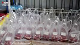 گزارش توزیع 1000 بسته گوشت گرم محل موقوفات کردستان