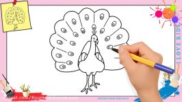 آموزش نقاشی طاووس برای بچه ها  نقاشی کودکانه  هنر نقاشی