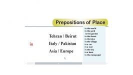 حروف اضافه مکان prepositions of place