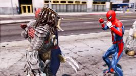 نبرد ابر قهرمانان  مبارزه بین  Predator Army VS Spiderman Suits  Spiderman