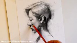 آموزش نقاشی مداد ذغالی  طراحی چهره ساده  هنر نقاشی