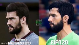 مقایسه face بازیکنان لیورپول در FIFA 20 PES 20