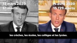 Coronavirus Discours dEmmanuel Macron 12 mars 2020 vs 14 avril 2020