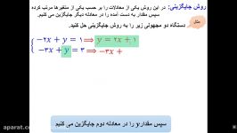 ریاضی نهم فصل 6 حل دستگاه معادله ها خطی روش جایگزینی