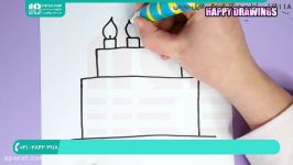 آموزش ساده نقاشی  نقاشی کودکان  نقاشی کشیدن کیک تولد 28423118 021