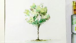 نحوه رنگ آمیزی یک درخت برای مبتدیان  نقاشی آبرنگ آسان