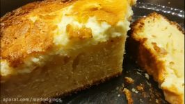 Baked Cheesecake with spong base چیزکیک پایه کیک اسفنجی