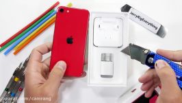 تست خمش، سوختگی خشتست دوام موبایل iPhone SE 2020 توسط JerryRigEverything