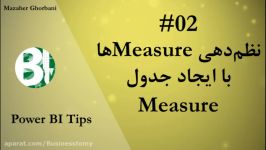 مرتب کردن Measureها ایجاد جدول Measure