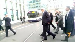 پیاده روی وزیران خارجه ایران آمریکا در مرکز شهر ژنو