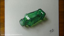 نقاشی 3بعدی  green bottle  3D Art  Marcello Barenghi