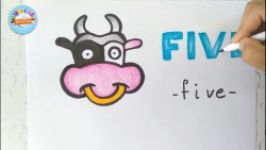 چگونه عدد پنج انگلیسی یک گاو بکشیم how to draw a cow with five