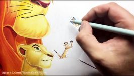 کشیدن نقاشی جزئیات بالای پوستر فیلم انیمیشنی شیر شاه The Lion King