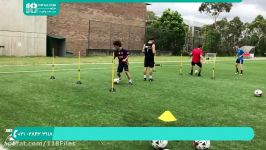 آموزش فوتبال به کودکان  فوتبال کودکان  تکنیک فوتبال پاسکاری کنترل سریع توپ