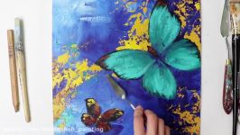 آموزش نقاشی پروانه رنگ اکریلیک